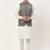 Men grey solid blended cotton kurta jacket set