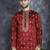 Men maroon embroidered cotton silk kurta pajama