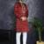 Men maroon embroidered cotton silk kurta pajama