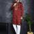 Men maroon embroidered cotton silk kurta pajama
