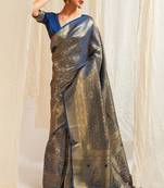 Blue Art Silk Designer Border And Pallu With Blouuse And Saree For Women
