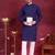 Men blue embroidered georgette kurta pajama