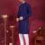 Men blue embroidered georgette kurta pajama