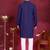 Men blue embroidered georgette kurta pajama