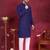 Men blue embroidered georgette kurta pajama