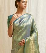 Teal Art Silk Designer Border And Pallu With Blouuse And Saree For Women