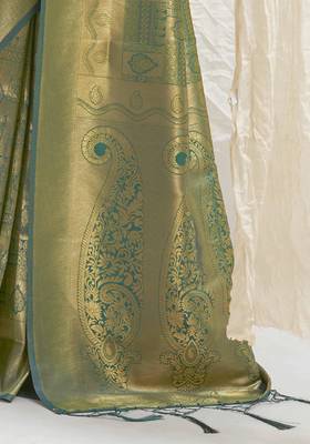 Teal Art Silk Designer Border And Pallu With Blouuse And Saree For Women 4