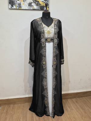 Black Georgette Embroidered Zari Work Islamic Clothing 1
