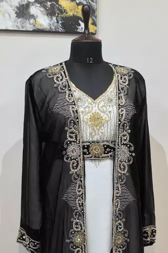 Black Georgette Embroidered Zari Work Islamic Clothing