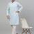 Men blue embroidered cotton kurta pajama