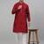 Men maroon embroidered silk blend kurta pajama