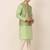 Men green woven silk blend kurta jacket set