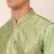 Men green woven silk blend kurta jacket set
