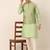 Men green woven silk blend kurta jacket set