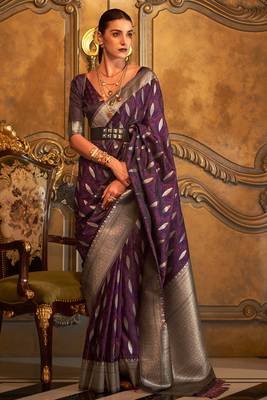 Wine Silk Designer Border And Pallu With Blouse And Saree For Women 1