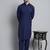 Men blue solid cotton kurta pajama
