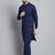 Men blue solid cotton kurta pajama