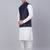Men blue solid blended cotton kurta jacket set