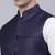 Men blue solid blended cotton kurta jacket set
