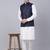 Men blue solid blended cotton kurta jacket set