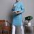 Men blue embroidered cotton kurta pajama
