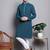 Men blue embroidered cotton kurta pajama