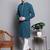 Men blue embroidered cotton kurta pajama