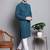 Men blue embroidered cotton kurta pajama