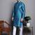 Men blue woven silk blend kurta pajama
