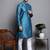 Men blue woven silk blend kurta pajama