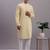 Men yellow embroidered cotton kurta pajama