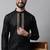 Men black embroidered cotton kurta pajama