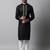 Men black embroidered cotton kurta pajama