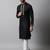 Men black embroidered cotton kurta pajama