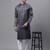 Men blue woven silk blend kurta pajama
