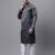 Men blue woven silk blend kurta pajama