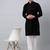 Men black embroidered cotton kurta pajama