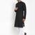 Men black solid cotton kurta pajama