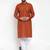 Men brown solid blended cotton kurta pajama