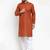 Men brown solid blended cotton kurta pajama