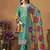 Teal green chinon silk heavy thread embroidery with sequis work salwar kameez