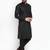 Men black solid cotton kurta pajama
