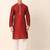 Men maroon embroidered silk blend kurta pajama