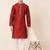 Men maroon embroidered silk blend kurta pajama