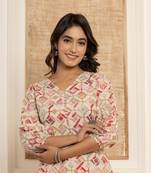  cotton cream geometric prin co-ord set