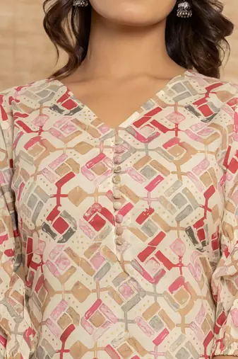  cotton cream geometric prin co-ord set
