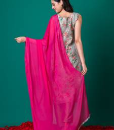 Ruh women's traditional kurti pant with dupatta, digital print over chanderi silk weaved with sequence work ,pink