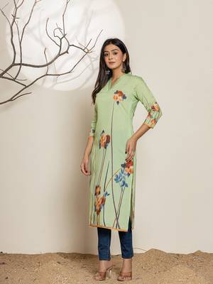  green silk blend digital print kurta 2