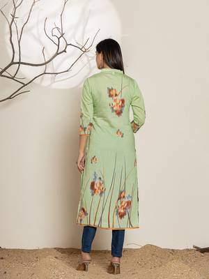  green silk blend digital print kurta 3