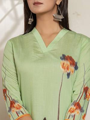  green silk blend digital print kurta 4